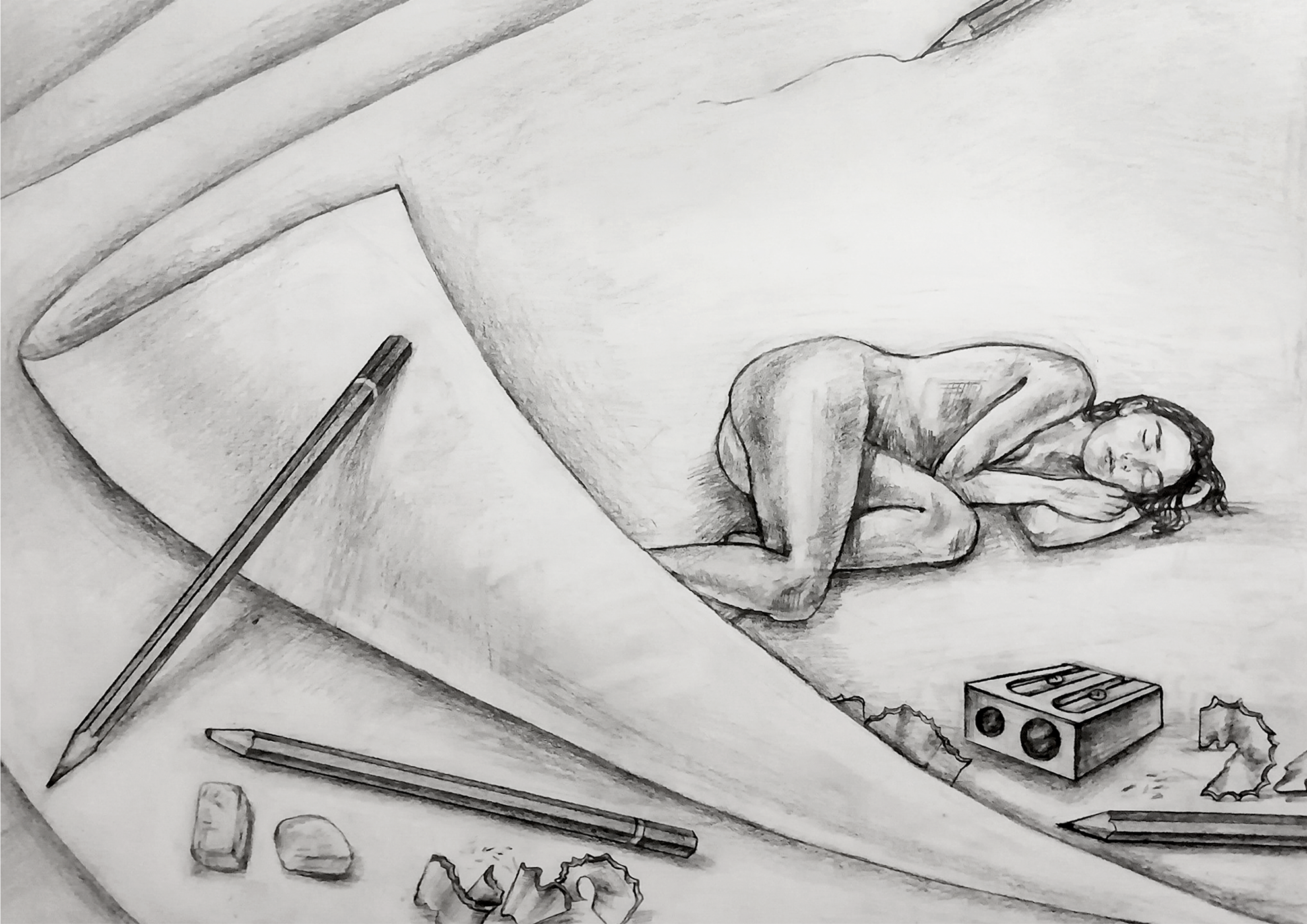 Drawing of reclining figure